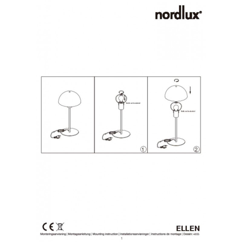Lampa stołowa / biurkowa ELLEN E14 40W biała 48555001 Nordlux