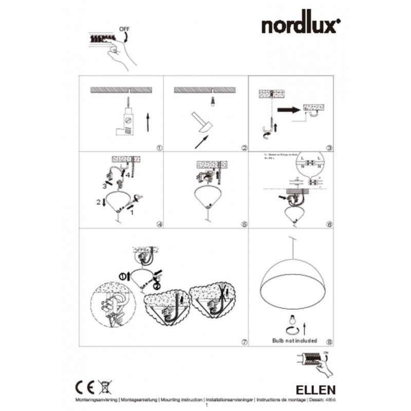 Hanging / ceiling lamp ELLEN 30 E27 40W white 48563001 Nordlux