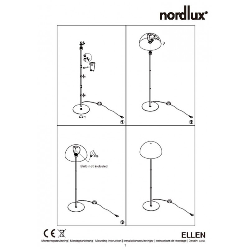 Lampa podłogowa ELLEN 40W E27 czarna 48584003 Nordlux