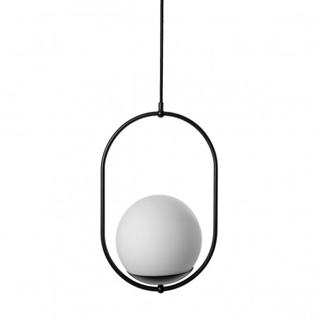 Ceiling lamp KOBAN black oval frame and white glass lampshade UMMO