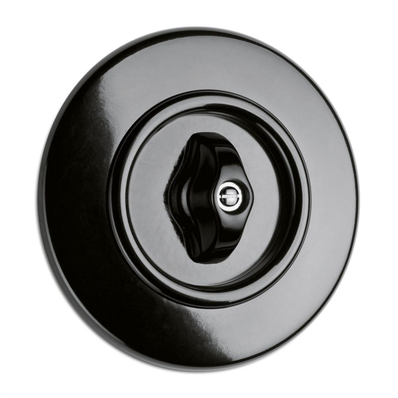 Rustic Bakelite Flush-mounted Universal Switch Retro Style Rotary - Black Without Frame 186883 THPG
