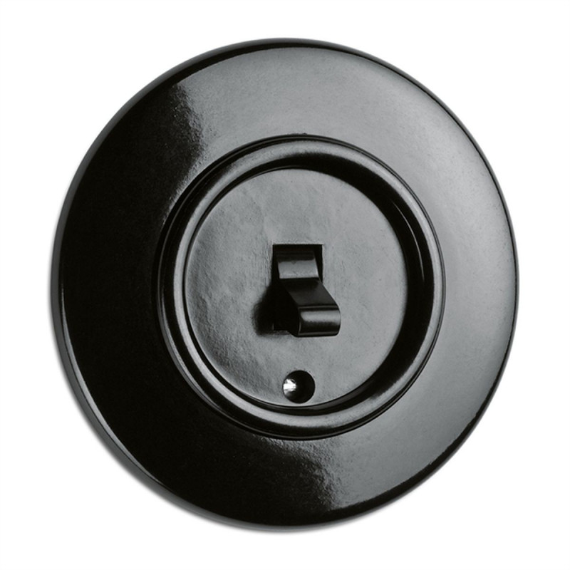 Rustykalny bakelitowy podtynkowy wyłącznik krzyżowy dźwigniowy w stylu retro - czarny bez ramki 173044 THPG