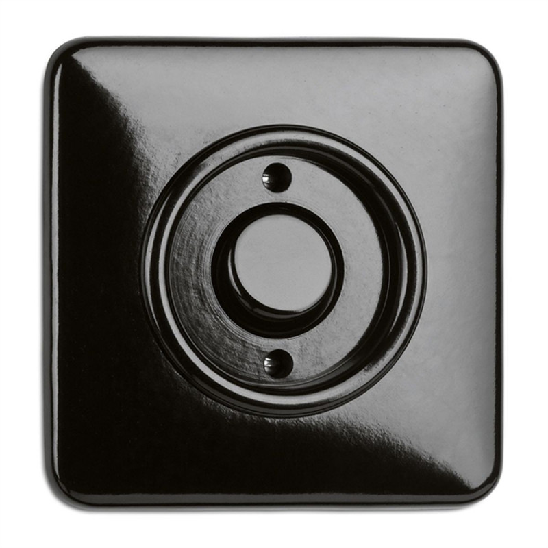 Rustic bakelite flush-mounted momentary push button "light" in retro style - black without frame 173055 THPG