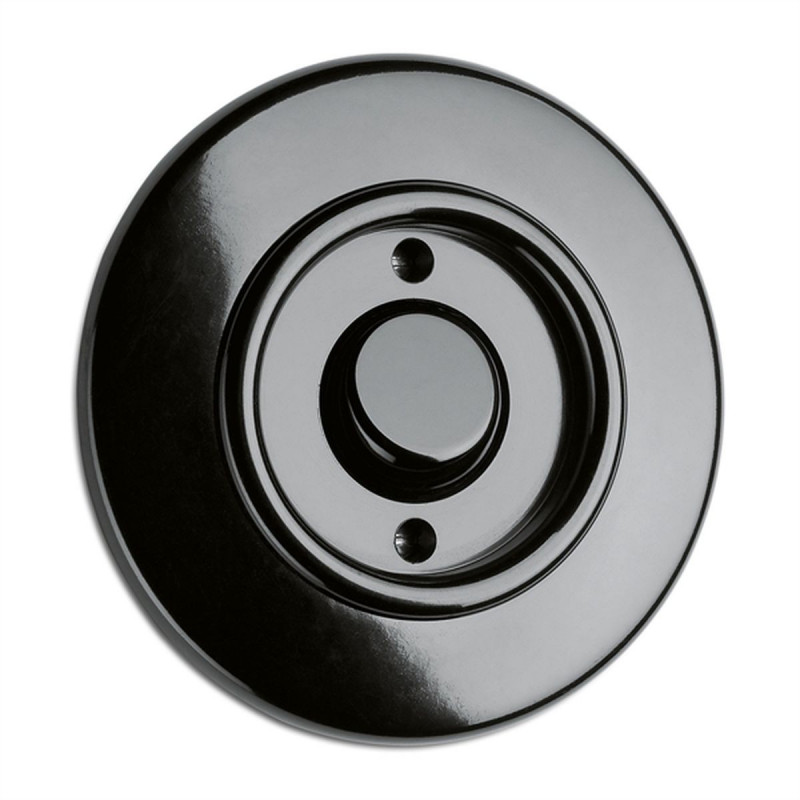 Rustykalny bakelitowy podtynkowy przycisk chwilowy "światło"  w stylu retro - czarny bez ramki 173055 THPG