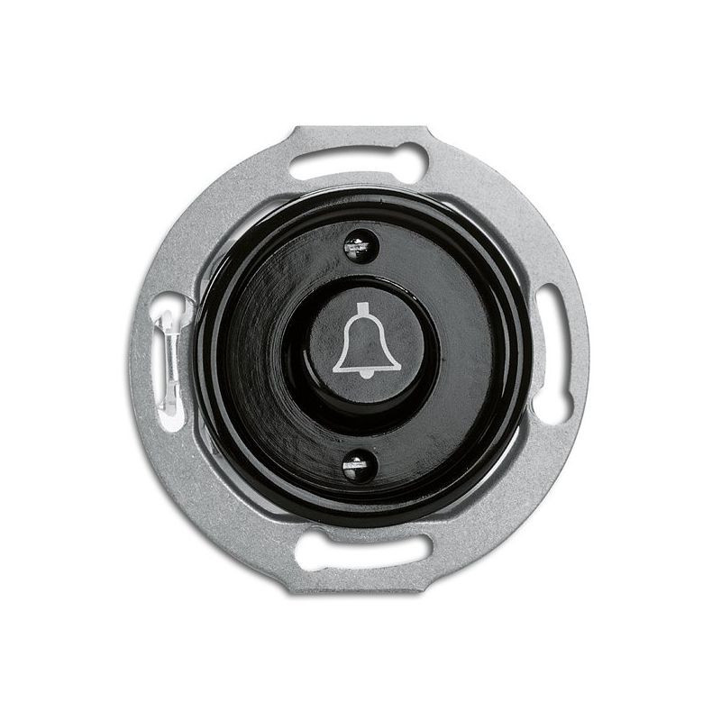 Rustykalny bakelitowy podtynkowy przycisk "dzwonek"  w stylu retro - czarny bez ramki 173056 THPG