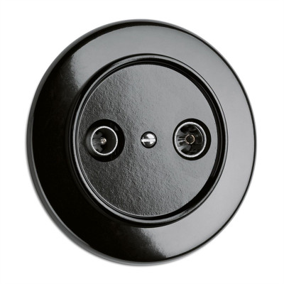 Rustic bakelite retro style flush-mounted RTV antenna socket - black without frame 100723 THPG