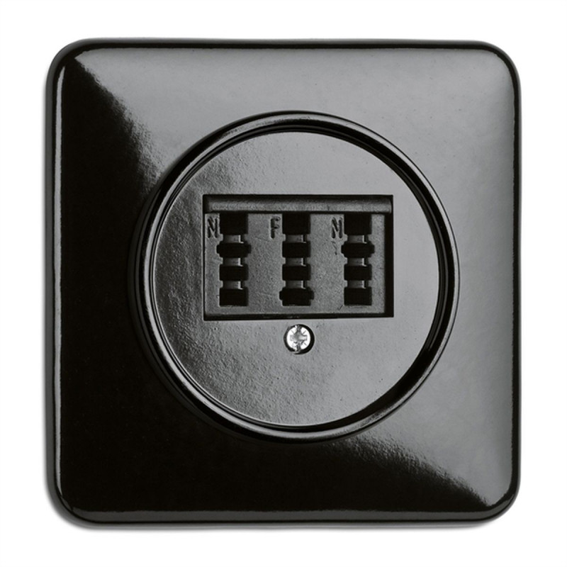 Rustic bakelite retro flush-mounted telephone socket - black frameless 100721 ​​THPG
