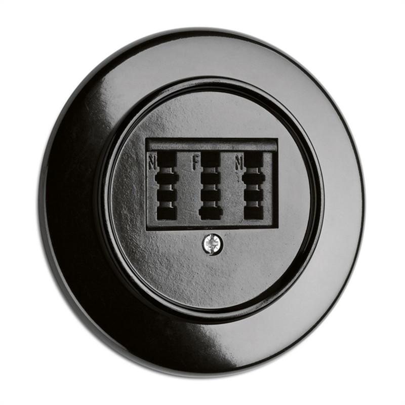 Rustic bakelite retro flush-mounted telephone socket - black frameless 100721 ​​THPG