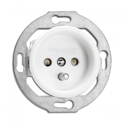 Rustic porcelain retro style flush-mounted socket outlet - white without frame 175835 THPG