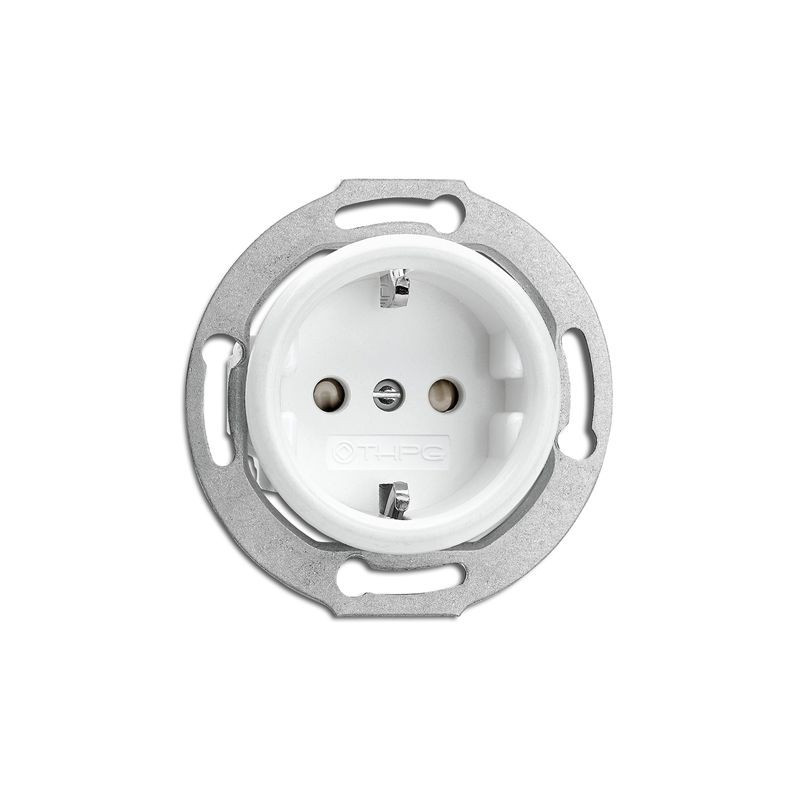 Rustic porcelain recessed socket with retro style track shutter - white no frame 173068 THPG