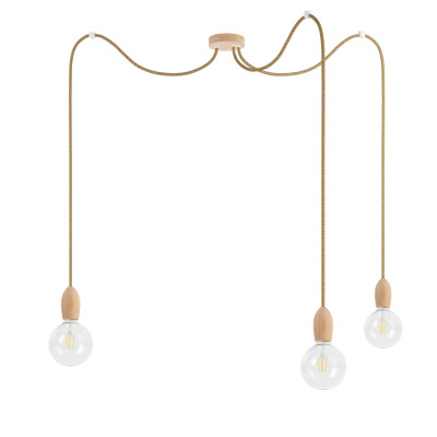 Triple wooden pendant lamp Loft Multi Eco Line X3 TYPE A
