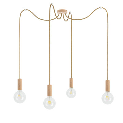 Triple wooden pendant lamp Loft Multi Eco Line X4 TYPE B