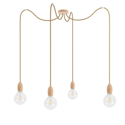 Quadruple wooden pendant lamp Loft Multi Eco Line X4 TYPE A