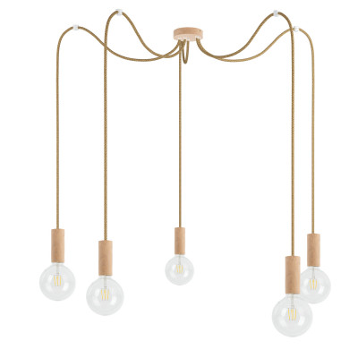 Wooden pendant lamp Loft Multi Eco Line X5 TYPE B