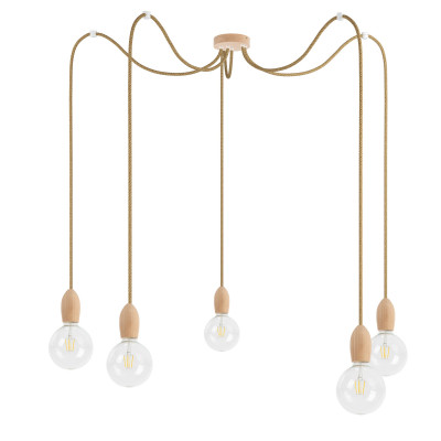 Wooden pendant lamp Loft Multi Eco Line X5 TYPE A