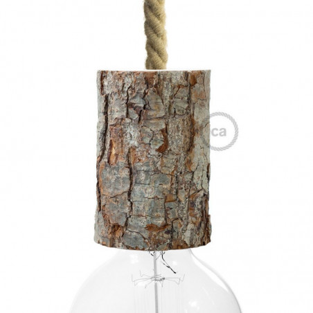 Small wooden bulb holder E27 - wood with bark Creative Cables
