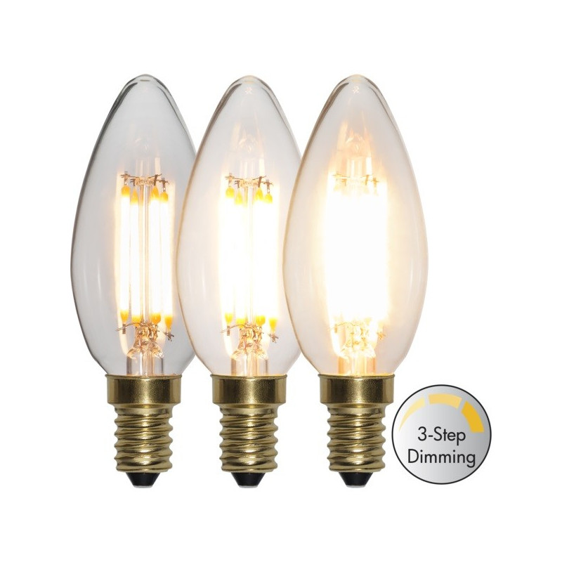 SOFT GLOW 3 power levels, E14 C35 4W 2100K LED decorative bulb Star Trading