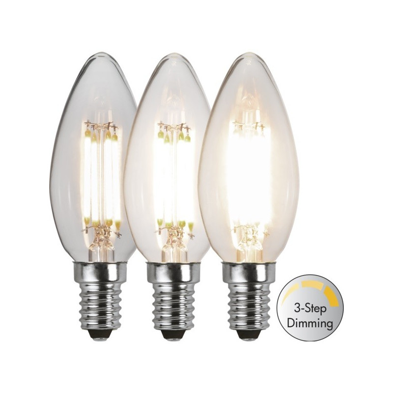 DECOLED CLEAR 3 power levels, decorative LED bulb E14 C35 4.2W 3000K Star Trading