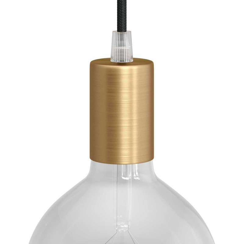 Dark gold metal bulb holder with E27 thread with a plastic cable clamp - brushed brass Creative-Cables