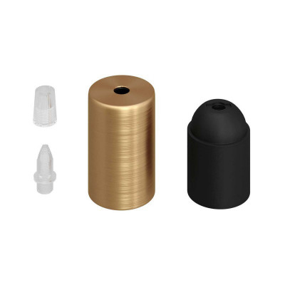 Dark gold metal bulb holder with E27 thread with a plastic cable clamp - brushed brass Creative-Cables