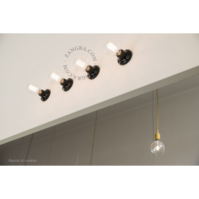 Ceiling / wall lamp black porcelain light.001.002, E27 Zangra