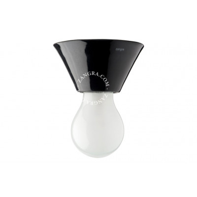 Ceiling / wall lamp black porcelain light.001.006, E27 Zangra