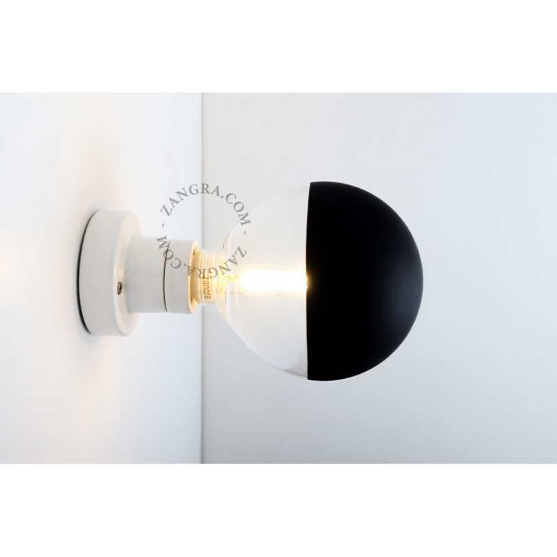 Ceiling / wall lamp black porcelain light.002.c.w, E27 Zangra