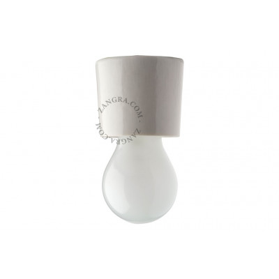 Ceiling / wall lamp white porcelain light.003, E27 Zangra
