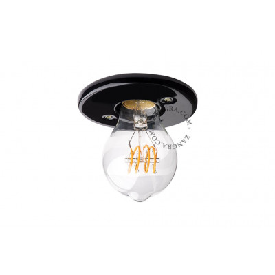 Porcelain lamp 027 black Pure Porcelain light.027.b, E27 Zangra