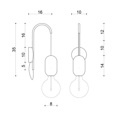 Wooden wall lamp Loft Barille E27 sconce KOLOROWE KABLE