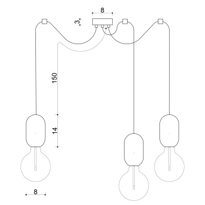 Drewniana lampa sufitowa Loft Barille 3 E27 lampa wisząca typu pająk KOLOROWE KABLE