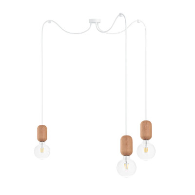 Drewniana lampa sufitowa Loft Barille 3 E27 lampa wisząca typu pająk KOLOROWE KABLE