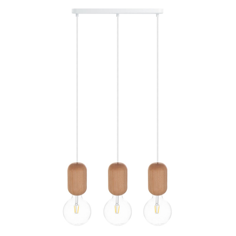 Wooden ceiling lamp Loft Barille 3L E27 hanging lamp on a strip KOLOROWE KABLE