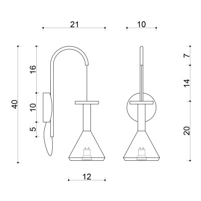 Drewniana lampa ścienna Loft Cono GU10 kinkiet KOLOROWE KABLE