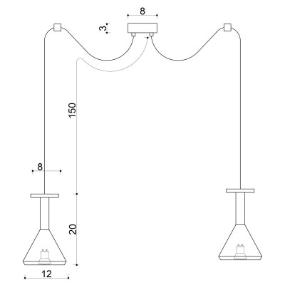 Drewniana lampa sufitowa Loft Cono 2 GU10 lampa wisząca typu pająk KOLOROWE KABLE