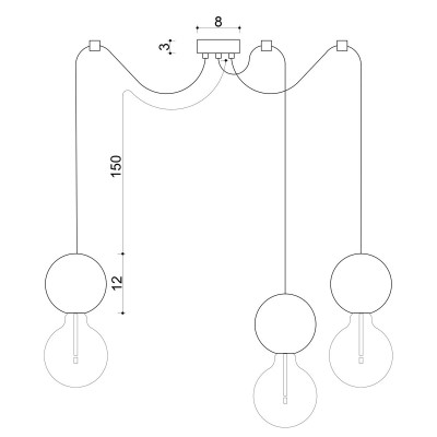 Drewniana lampa sufitowa Loft Sferni 3 E27 lampa wisząca typu pająk KOLOROWE KABLE