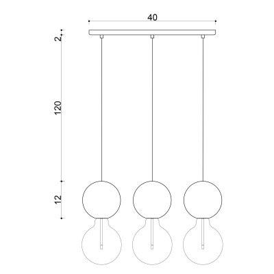 Wooden ceiling lamp Loft Sferni 3L E27 hanging lamp on a strip KOLOROWE KABLE