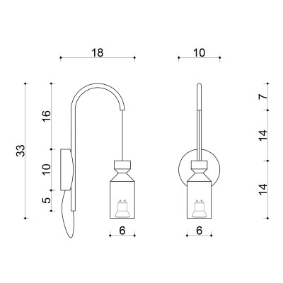Wooden wall lamp Loft Angula GU10 wall lamp KOLOROWE KABLE