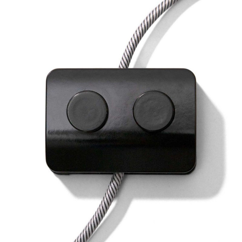 Podwójny jednobiegunowy włącznik światła nożny z zaciskami śrubowymi - czarny projekt Achille Castiglioni Creative-Cables