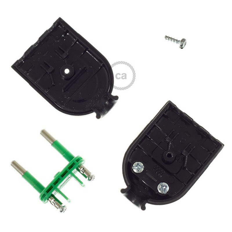 Dwubiegunowa czarna wtyczka 10 A (mała) - IMQ - Made in Italy Creative-Cables