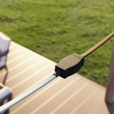 Junction box for Lumet string lights with adaptors for round and flat cables Creative-Cables