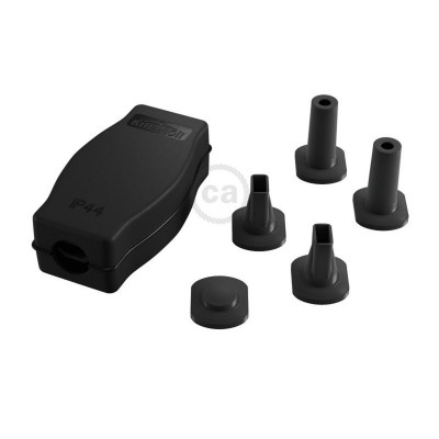 Junction box for Lumet string lights with adaptors for round and flat cables Creative-Cables