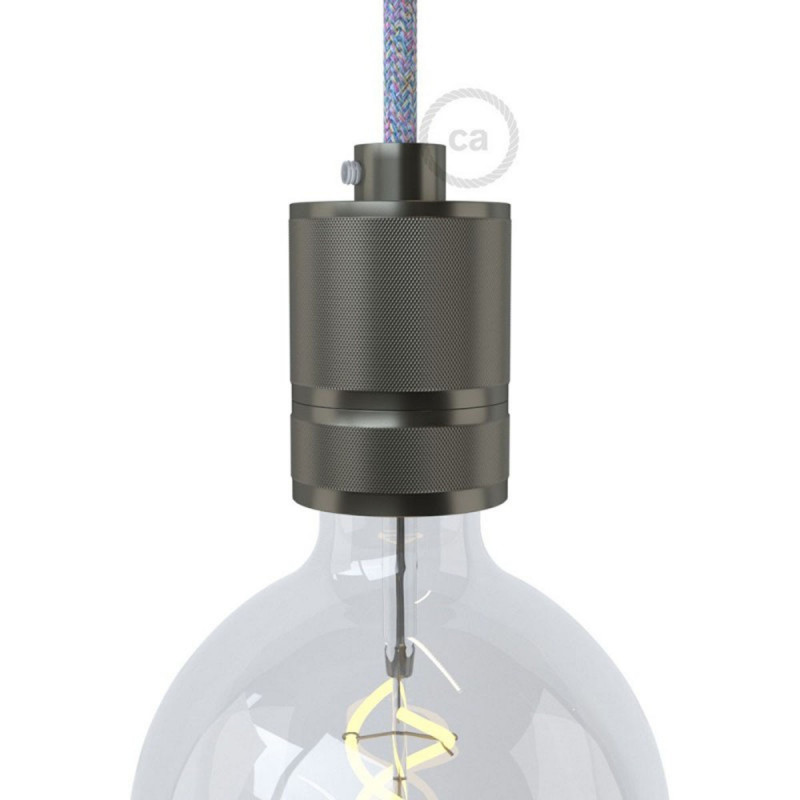 Milled bulb holder E27 thread with the possibility of attaching a lampshade - Gunmetal Creative-Cables