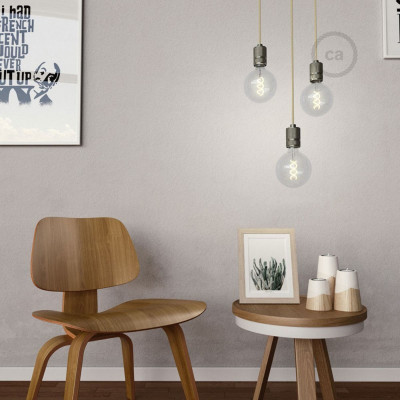 Milled bulb holder E27 thread with the possibility of attaching a lampshade - Gunmetal Creative-Cables
