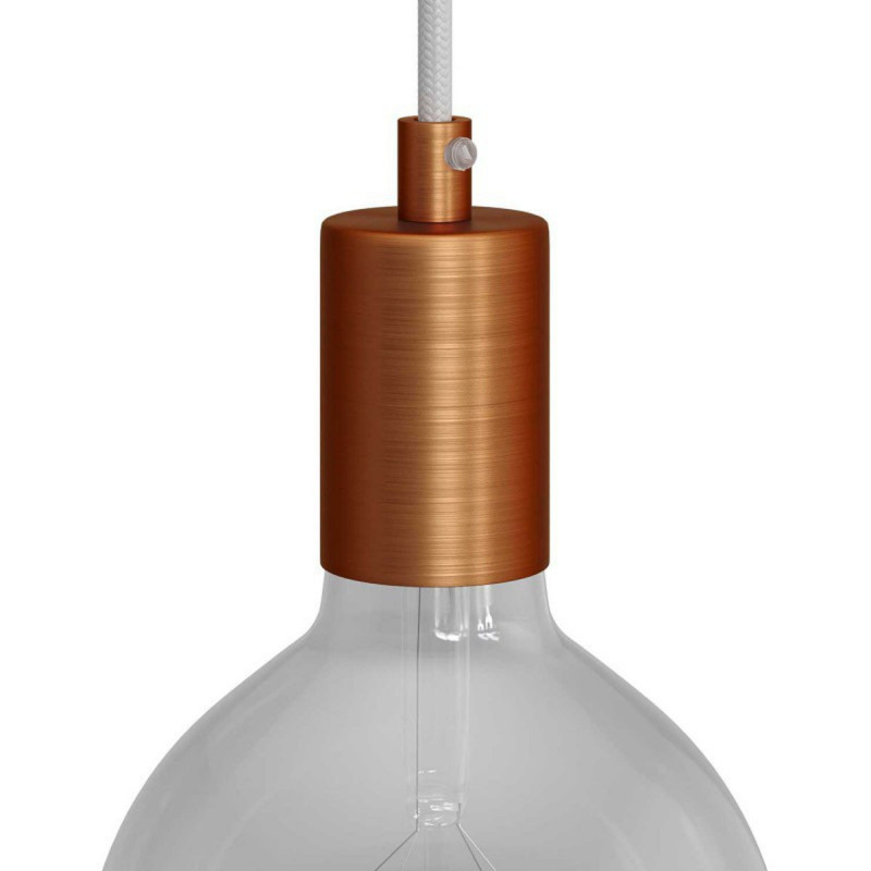 Metalowa oprawka żarówki gwint E27 z dekoracyjną blokadą przewodu - szczotkowana miedź Creative-Cables