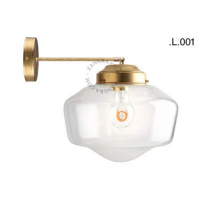 Mosiężna lampa ścienna ze szklanym kloszem light.128.003 kinkiet  Zangra