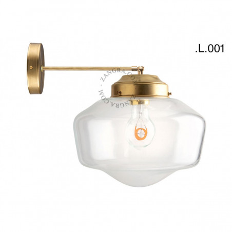Brass wall lamp 128.003.go with glass shade L.001 Zangra