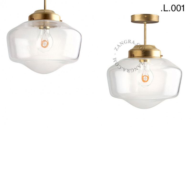 Brass ceiling lamp with a glass shade. Light. 128.004  sconce Zangra