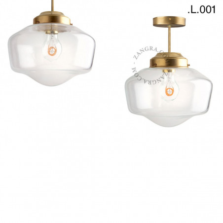 Brass ceiling lamp with a glass shade. Light. 128.004  plafond Zangra