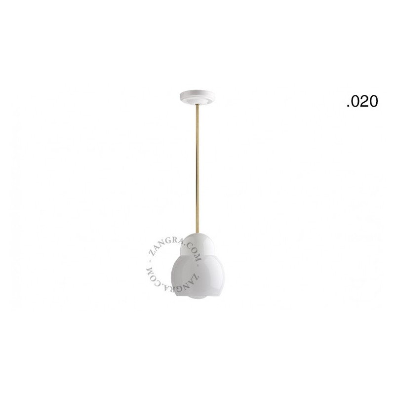 Hanging / ceiling lamp white porcelain light.036.024.w.go.glass020, E27 Zangra